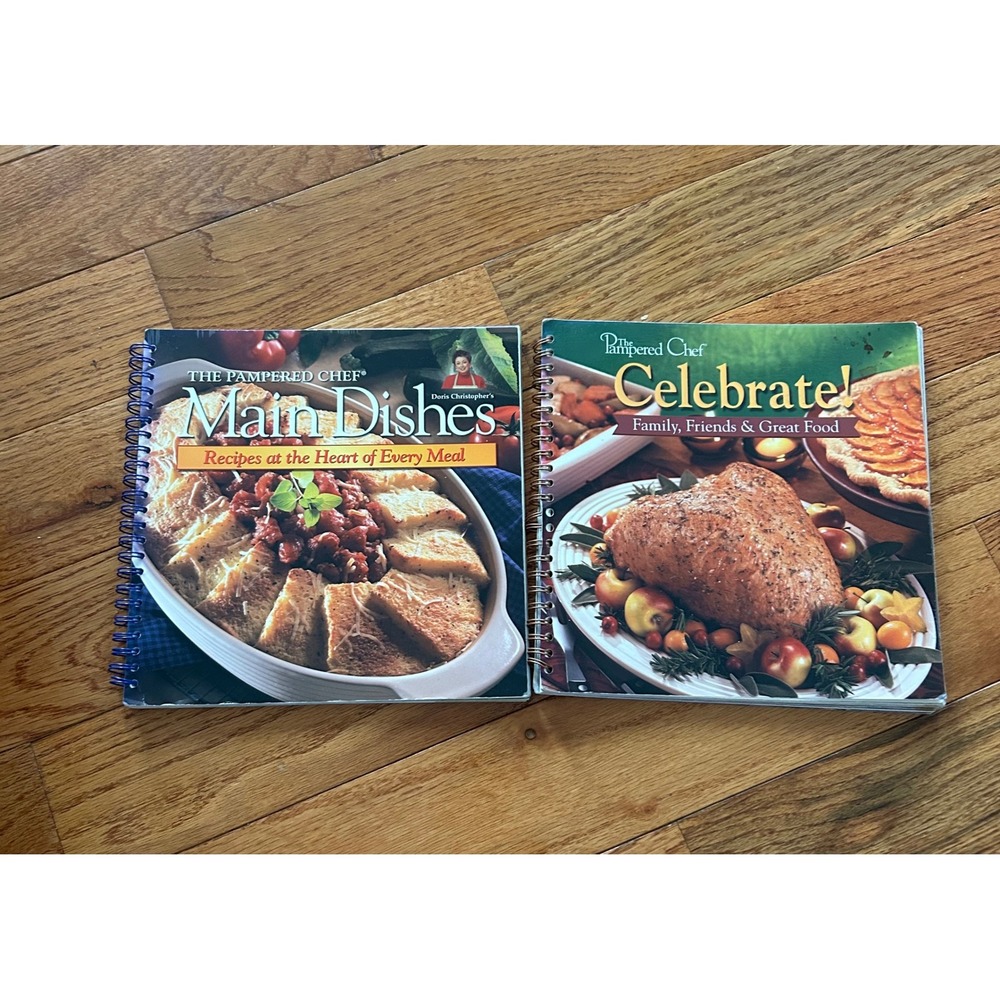 Pampered Chef Cookbook Lot Main Dishes & Celebrate Spiral Bound Vtg